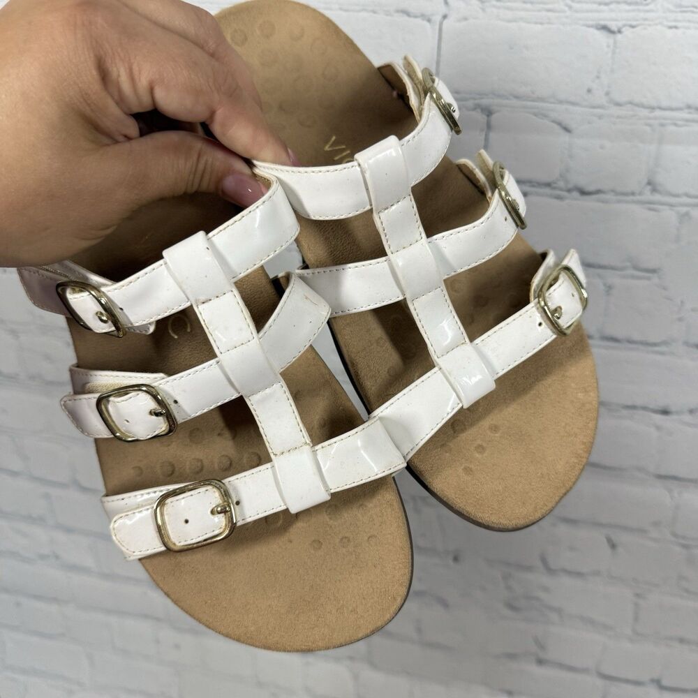 Vionic Sandals Size 7 White Strap Buckle Comfort Footbed Minimalist Coastal - Picture 12 of 13